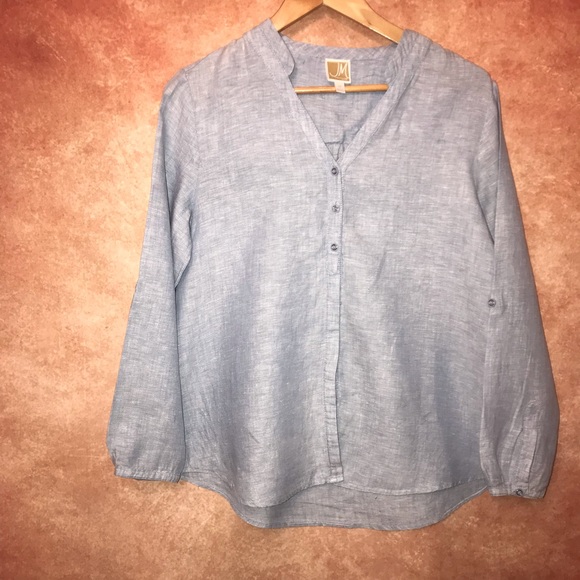 JM Collection Linen Top - Picture 3 of 7